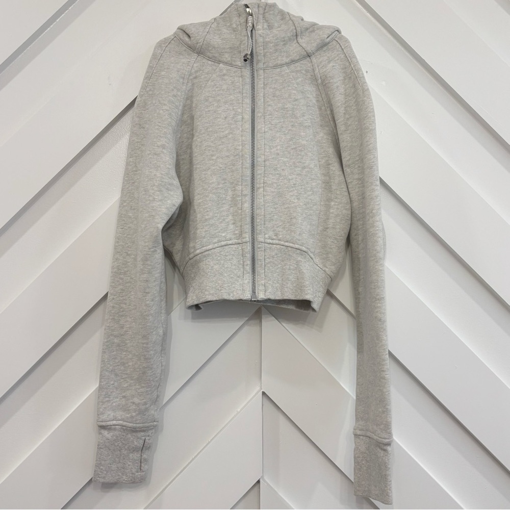 Lululemon Cropped Scuba Full Zip Hoodie In Gray Size 0